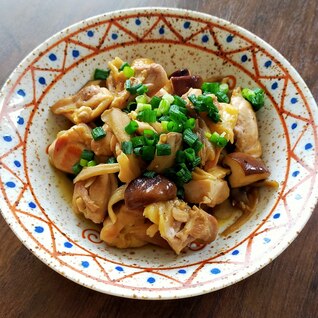 鶏肉とキノコのバター醤油炒め